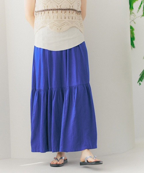 niko and...（ニコアンド）の「リネン混フレアスカート（スカート・レディース・カーキ/ブルー/チャコール・LARGE/MEDIUM）」の3枚目の写真