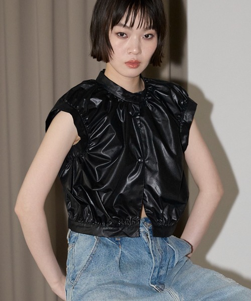 leimn（レイムン）の「【コンパクトタックシャツ】（シャツ/ブラウス・レディース・ブラック/グレー・M）」の3枚目の写真