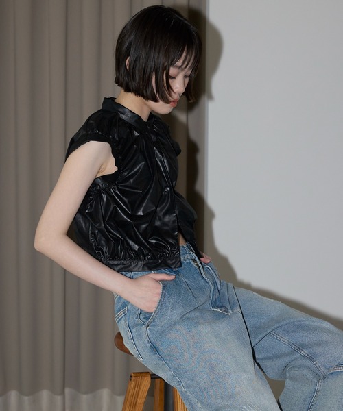 leimn（レイムン）の「【コンパクトタックシャツ】（シャツ/ブラウス・レディース・ブラック/グレー・M）」の4枚目の写真