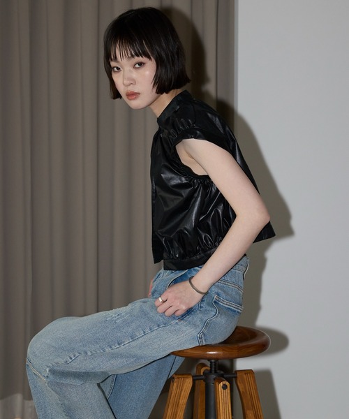leimn（レイムン）の「【コンパクトタックシャツ】（シャツ/ブラウス・レディース・ブラック/グレー・M）」の5枚目の写真