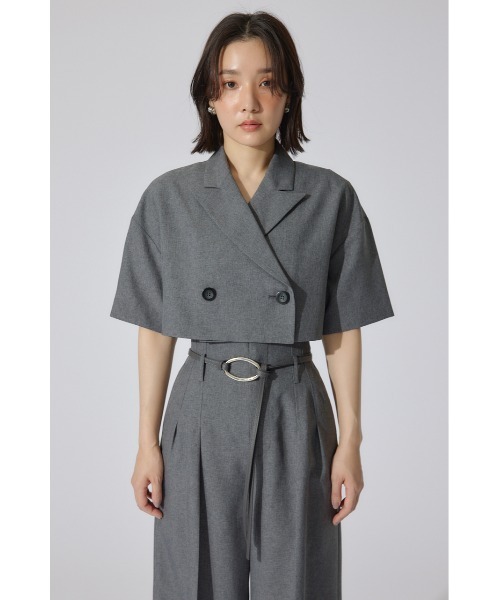 rienda（リエンダ）の「リネンライククロップドハーフスリーブジャケット 春服（テーラードジャケット・レディース・ベージュ/グレー・FREE）」の22枚目の写真