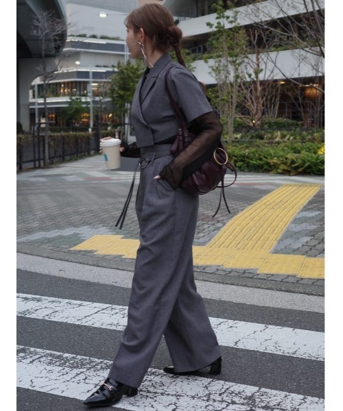 rienda（リエンダ）の「リネンライククロップドハーフスリーブジャケット 春服（テーラードジャケット・レディース・ベージュ/グレー・FREE）」の7枚目の写真