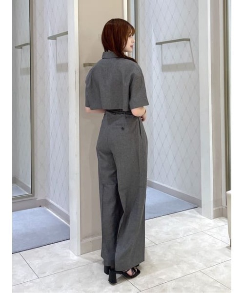 rienda（リエンダ）の「リネンライククロップドハーフスリーブジャケット 春服（テーラードジャケット・レディース・ベージュ/グレー・FREE）」の9枚目の写真