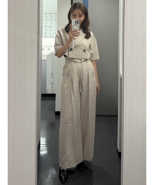 rienda（リエンダ）の「リネンライククロップドハーフスリーブジャケット 春服（テーラードジャケット・レディース・ベージュ/グレー・FREE）」の16枚目の写真