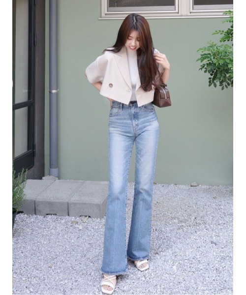 rienda（リエンダ）の「リネンライククロップドハーフスリーブジャケット 春服（テーラードジャケット・レディース・ベージュ/グレー・FREE）」の15枚目の写真