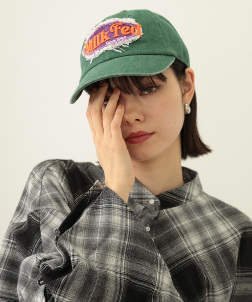 MILKFED.（ミルクフェド）の「FRAYED LOGO PATCH CAP（キャップ・レディース・ブラック/グリーン/ネイビー・ONE SIZE）」の3枚目の写真