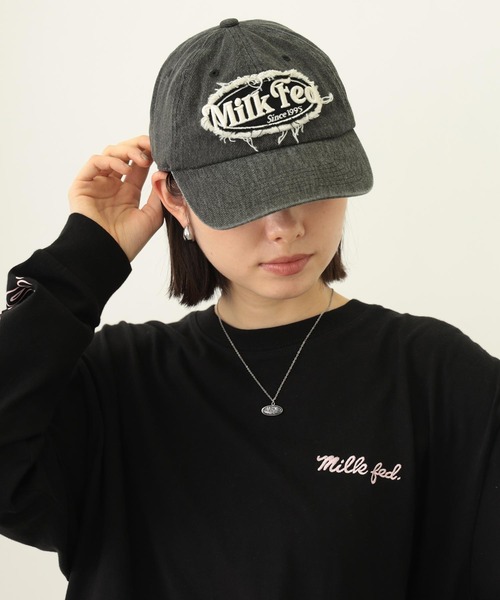 MILKFED.（ミルクフェド）の「FRAYED LOGO PATCH CAP（キャップ・レディース・ブラック/グリーン/ネイビー・ONE SIZE）」の2枚目の写真