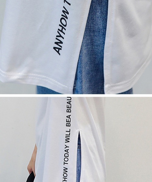 maison de LATIR（メゾンドラティール）の「1枚でもレイヤードとしても使える長さのあるチュニックTシャツ（Tシャツ/カットソー・レディース・ホワイト/ブラック/グレー/ブラウン/グリーン・M/L/XL）」の11枚目の写真