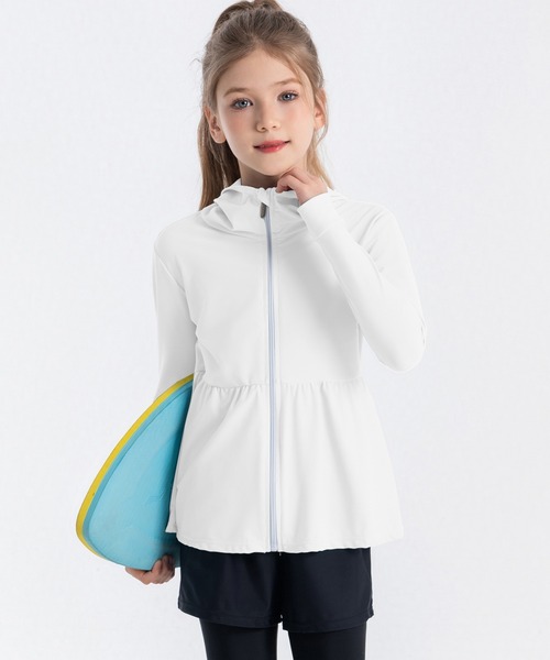 セール】【UVカット率 99.9%以上/UPF50+】キッズ水着 長袖フード付き