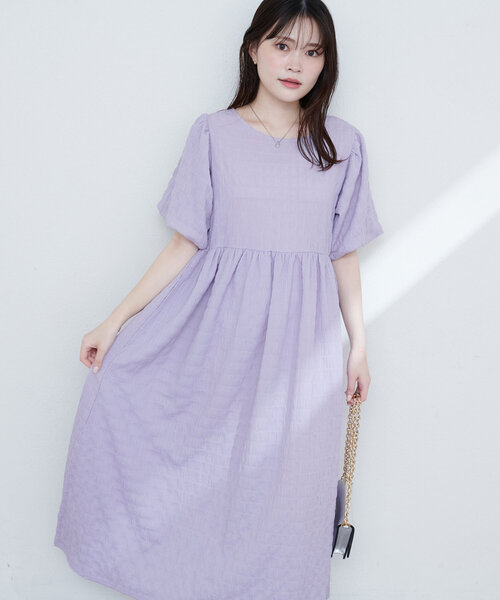 セール】【WEB限定】シャーリングチェックパフスリーブ