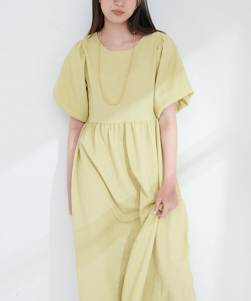 natural couture(ナチュラルクチュール)の「【WEB限定】シャーリングチェックパフスリーブワンピース(ワンピース・レディース・ブラック/ベージュ/ラベンダー/グリーン系その他・FREE)」の20枚目の写真