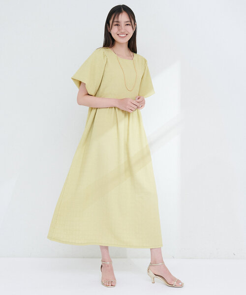 natural couture(ナチュラルクチュール)の「【WEB限定】シャーリングチェックパフスリーブワンピース(ワンピース・レディース・ブラック/ベージュ/ラベンダー/グリーン系その他・FREE)」の16枚目の写真