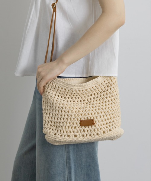 ショルダーバッグ・ポシェット [Slowslowly] Daisy Raffia Baguette Shoulder Bag クロシェサマーショルダーバッグ（ショルダーバッグ）｜Lunea
