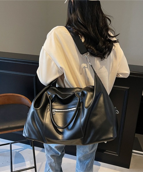 LA VORAGINE（ラ ヴォラジネ）の「2WAY外ポケット　大容量ボストンバッグ/旅行バッグ（ボストンバッグ・レディース・ブラウン/グレー/ブラック・FREE）」の5枚目の写真