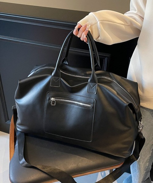 LA VORAGINE（ラ ヴォラジネ）の「2WAY外ポケット　大容量ボストンバッグ/旅行バッグ（ボストンバッグ・レディース・ブラウン/グレー/ブラック・FREE）」の6枚目の写真