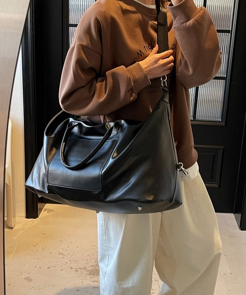 LA VORAGINE（ラ ヴォラジネ）の「2WAY外ポケット　大容量ボストンバッグ/旅行バッグ（ボストンバッグ・レディース・ブラウン/グレー/ブラック・FREE）」の7枚目の写真