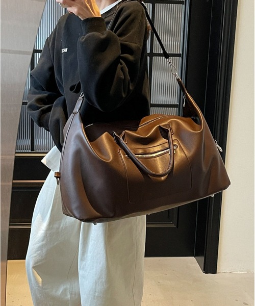 LA VORAGINE（ラ ヴォラジネ）の「2WAY外ポケット　大容量ボストンバッグ/旅行バッグ（ボストンバッグ・レディース・ブラウン/グレー/ブラック・FREE）」の8枚目の写真