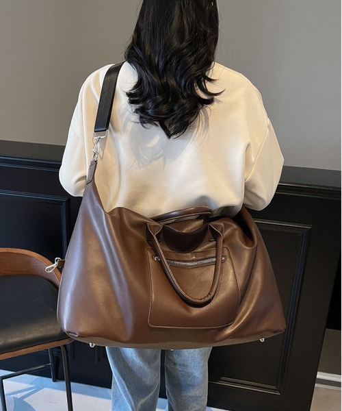 LA VORAGINE（ラ ヴォラジネ）の「2WAY外ポケット　大容量ボストンバッグ/旅行バッグ（ボストンバッグ・レディース・ブラウン/グレー/ブラック・FREE）」の12枚目の写真