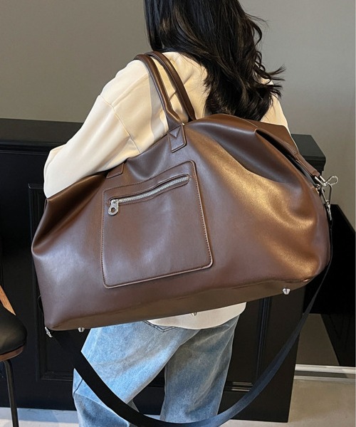 LA VORAGINE（ラ ヴォラジネ）の「2WAY外ポケット　大容量ボストンバッグ/旅行バッグ（ボストンバッグ・レディース・ブラウン/グレー/ブラック・FREE）」の13枚目の写真