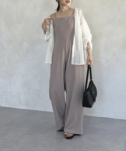 Thevon（ゼボン）の「スクエアネックキャミサロペット（つなぎ/オールインワン・レディース・ブラック/ベージュ・M）」の12枚目の写真