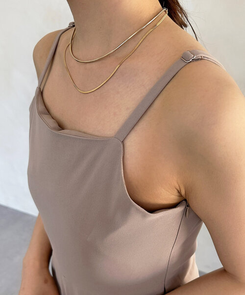 Thevon（ゼボン）の「スクエアネックキャミサロペット（つなぎ/オールインワン・レディース・ブラック/ベージュ・M）」の14枚目の写真