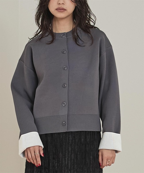 miette（ミエット）の「バイカラーデザインニットカーディガン（カーディガン/ボレロ・レディース・アイボリー/グレー/ブラウン/レッド/ネイビー/ライトグレー/ライトピンク・S/M）」の15枚目の写真