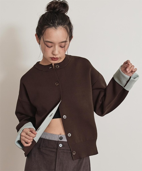 miette（ミエット）の「バイカラーデザインニットカーディガン（カーディガン/ボレロ・レディース・アイボリー/グレー/ブラウン/レッド/ネイビー/ライトグレー/ライトピンク・S/M）」の22枚目の写真