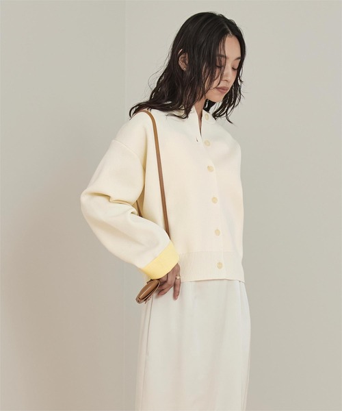 バイカラーデザインニットカーディガン（カーディガン/ボレロ