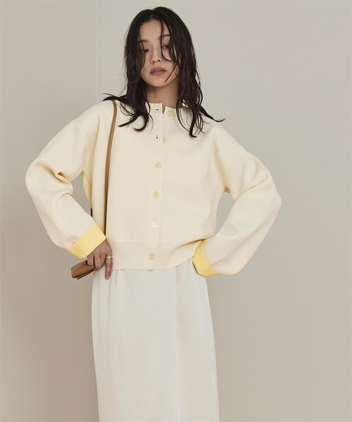 miette（ミエット）の「バイカラーデザインニットカーディガン（カーディガン/ボレロ・レディース・アイボリー/グレー/ブラウン/レッド/ネイビー/ライトグレー/ライトピンク・S/M）」の13枚目の写真