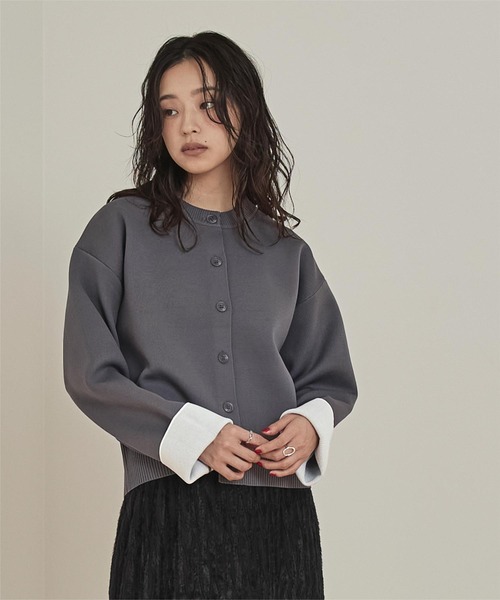 miette（ミエット）の「バイカラーデザインニットカーディガン（カーディガン/ボレロ・レディース・アイボリー/グレー/ブラウン/レッド/ネイビー/ライトグレー/ライトピンク・S/M）」の17枚目の写真