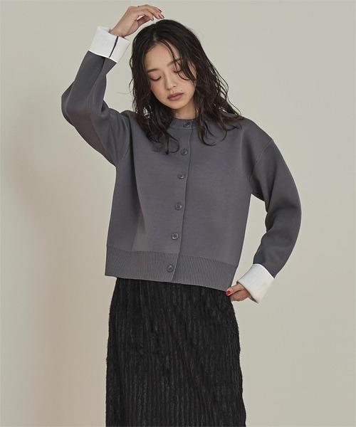 miette（ミエット）の「バイカラーデザインニットカーディガン（カーディガン/ボレロ・レディース・アイボリー/グレー/ブラウン/レッド/ネイビー/ライトグレー/ライトピンク・S/M）」の19枚目の写真