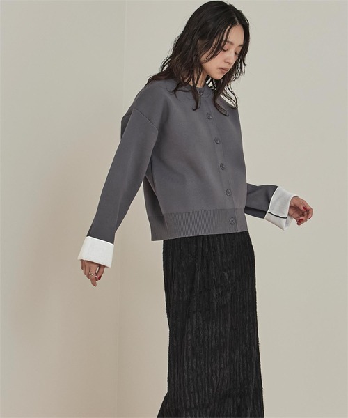 miette（ミエット）の「バイカラーデザインニットカーディガン（カーディガン/ボレロ・レディース・アイボリー/グレー/ブラウン/レッド/ネイビー/ライトグレー/ライトピンク・S/M）」の20枚目の写真