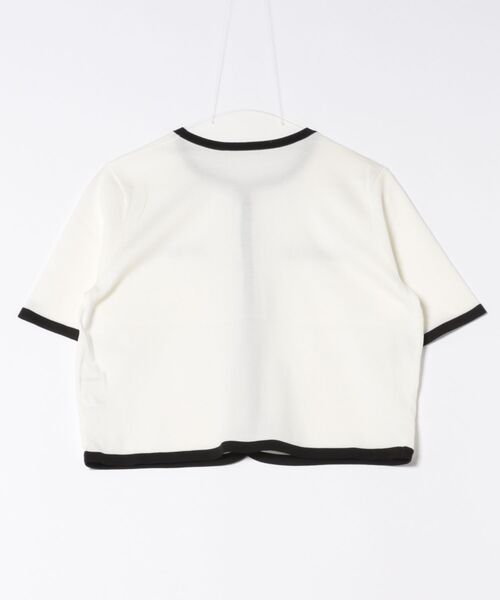 STRAWBERRY-FIELDS（ストロベリーフィールズ）の「シェリール_バイカラートリミングニットカーディガン（カーディガン/ボレロ・レディース・ブラック/オフホワイト・2）」の7枚目の写真