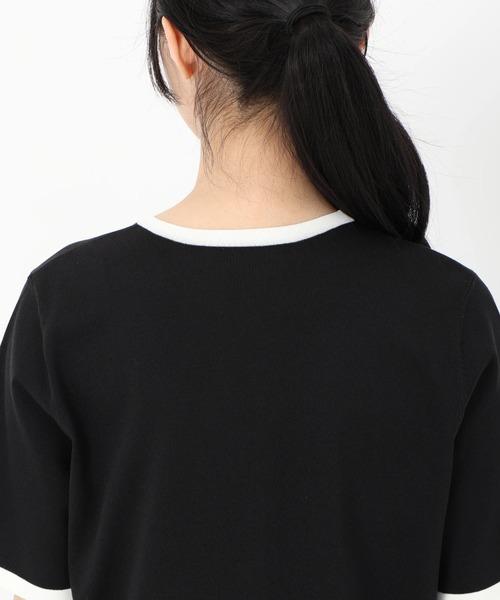 STRAWBERRY-FIELDS（ストロベリーフィールズ）の「シェリール_バイカラートリミングニットカーディガン（カーディガン/ボレロ・レディース・ブラック/オフホワイト・2）」の11枚目の写真