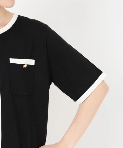 STRAWBERRY-FIELDS（ストロベリーフィールズ）の「シェリール_バイカラートリミングニットカーディガン（カーディガン/ボレロ・レディース・ブラック/オフホワイト・2）」の10枚目の写真