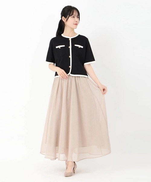 STRAWBERRY-FIELDS（ストロベリーフィールズ）の「シェリール_バイカラートリミングニットカーディガン（カーディガン/ボレロ・レディース・ブラック/オフホワイト・2）」の8枚目の写真