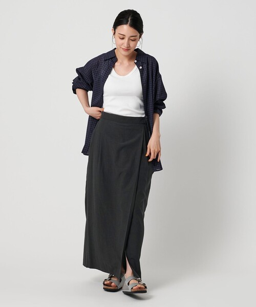 ビューティーアンドユース　セルロースブレンド ベルトラップスカート M BEAUTY&YOUTH UNITED ARROWS セルロースブレンド ベルトラップ
