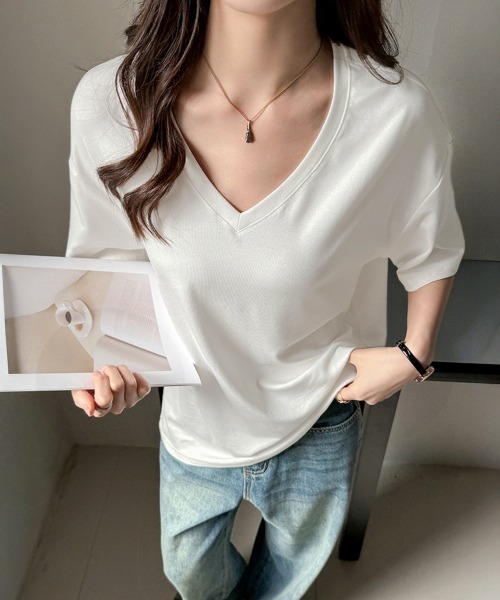 Miniministore(ミニミニストア)の「ビッグtシャツレディース無地半袖Tシャツ(Tシャツ/カットソー・レディース・グレー/ブラック/サックスブルー/ホワイト/イエロー・L/M)」の2枚目の写真