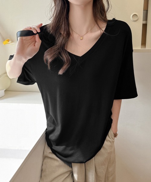 Miniministore(ミニミニストア)の「ビッグtシャツレディース無地半袖Tシャツ(Tシャツ/カットソー・レディース・グレー/ブラック/サックスブルー/ホワイト/イエロー・L/M)」の3枚目の写真