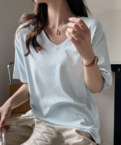 Miniministore(ミニミニストア)の「ビッグtシャツレディース無地半袖Tシャツ(Tシャツ/カットソー・レディース・グレー/ブラック/サックスブルー/ホワイト/イエロー・L/M)」の21枚目の写真