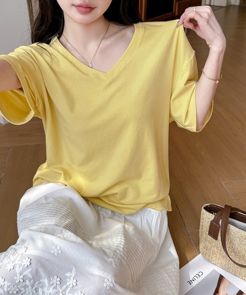 Miniministore(ミニミニストア)の「ビッグtシャツレディース無地半袖Tシャツ(Tシャツ/カットソー・レディース・グレー/ブラック/サックスブルー/ホワイト/イエロー・L/M)」の20枚目の写真