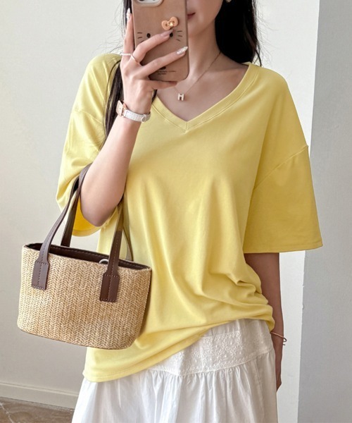 Miniministore(ミニミニストア)の「ビッグtシャツレディース無地半袖Tシャツ(Tシャツ/カットソー・レディース・グレー/ブラック/サックスブルー/ホワイト/イエロー・L/M)」の19枚目の写真