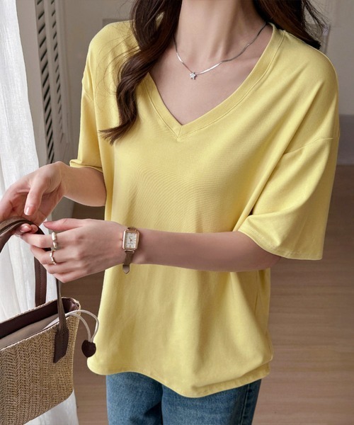 Miniministore(ミニミニストア)の「ビッグtシャツレディース無地半袖Tシャツ(Tシャツ/カットソー・レディース・グレー/ブラック/サックスブルー/ホワイト/イエロー・L/M)」の18枚目の写真