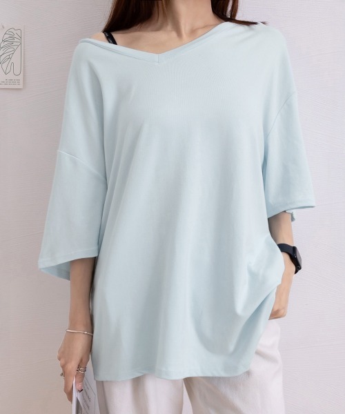 Miniministore(ミニミニストア)の「ビッグtシャツレディース無地半袖Tシャツ(Tシャツ/カットソー・レディース・グレー/ブラック/サックスブルー/ホワイト/イエロー・L/M)」の17枚目の写真