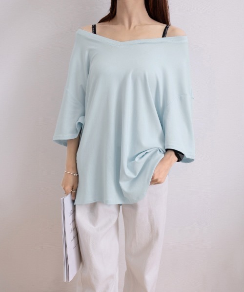 Miniministore(ミニミニストア)の「ビッグtシャツレディース無地半袖Tシャツ(Tシャツ/カットソー・レディース・グレー/ブラック/サックスブルー/ホワイト/イエロー・L/M)」の16枚目の写真