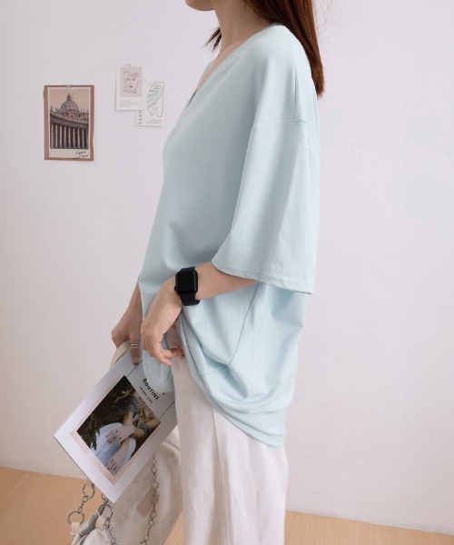 Miniministore(ミニミニストア)の「ビッグtシャツレディース無地半袖Tシャツ(Tシャツ/カットソー・レディース・グレー/ブラック/サックスブルー/ホワイト/イエロー・L/M)」の15枚目の写真