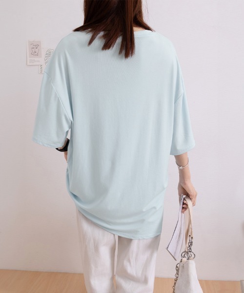 Miniministore(ミニミニストア)の「ビッグtシャツレディース無地半袖Tシャツ(Tシャツ/カットソー・レディース・グレー/ブラック/サックスブルー/ホワイト/イエロー・L/M)」の14枚目の写真