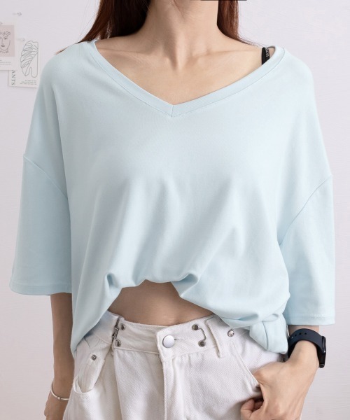 Miniministore(ミニミニストア)の「ビッグtシャツレディース無地半袖Tシャツ(Tシャツ/カットソー・レディース・グレー/ブラック/サックスブルー/ホワイト/イエロー・L/M)」の13枚目の写真