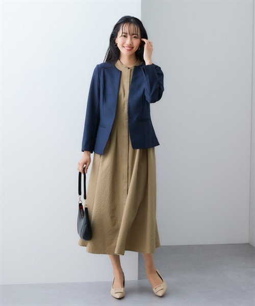 7days Life Styling（セブンデイズライフスタイリング）の「シアサッカータックデザインノースリーブシャツワンピース（ワンピース・レディース・ベージュ/チャコール・M/L/LL）」の9枚目の写真