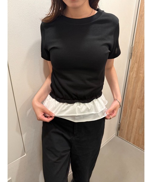 tシャツ 裾フリルオーガンジー切り替えTシャツ「ZOZO限定商品」 レディース Fit more tシャツ 裾フリルオーガンジー切り替えTシャツ「ZOZO